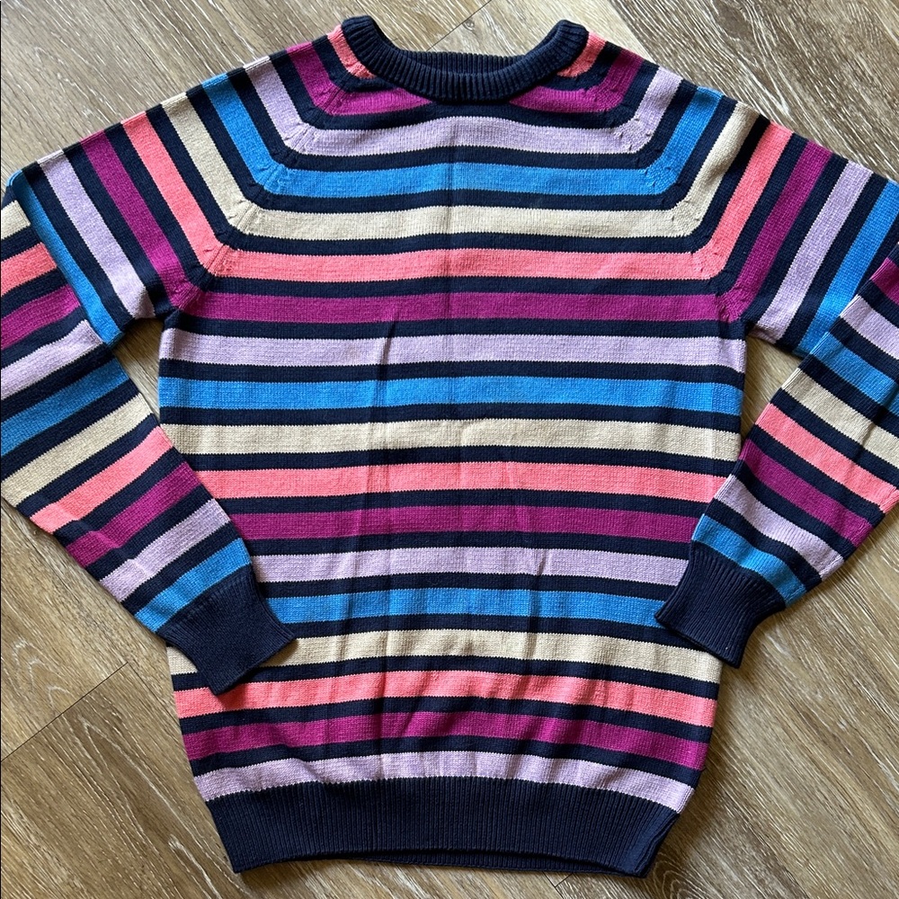 Colorful Striped Cotton Traders Crewneck Sweater